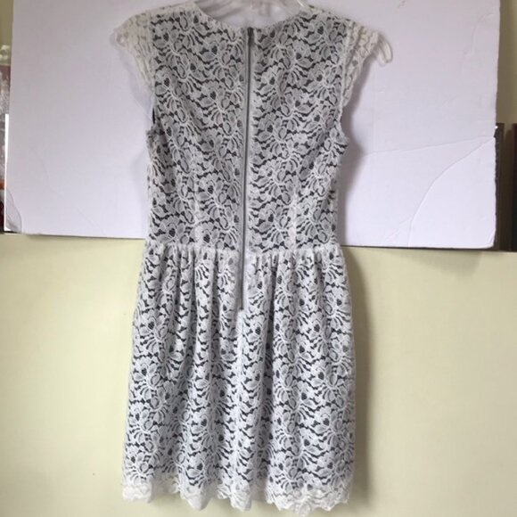 Aritzia Wilfred Talula Belgravia Lace Mini Dress Lined Back Zip Cap Sleeves Crew - Picture 4 of 16